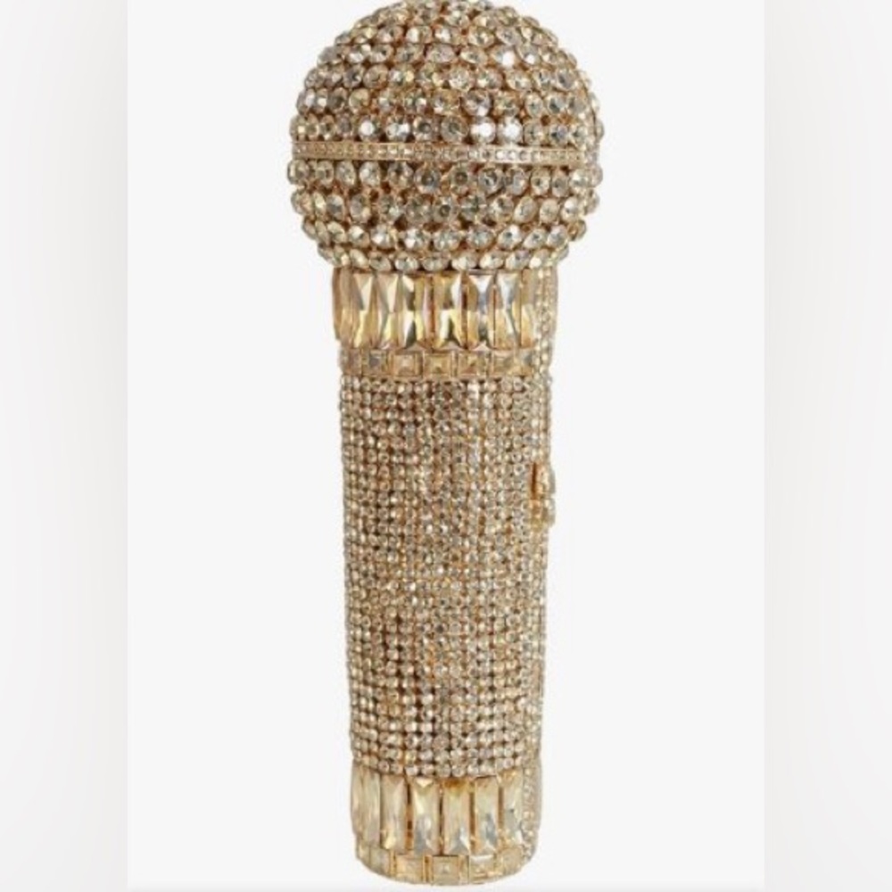 NWT Sparkling Bling Swarovski Crystal Microphone Bag Purse + Free Gift